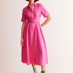 Boden Louise Linen Midi Shirt Dress